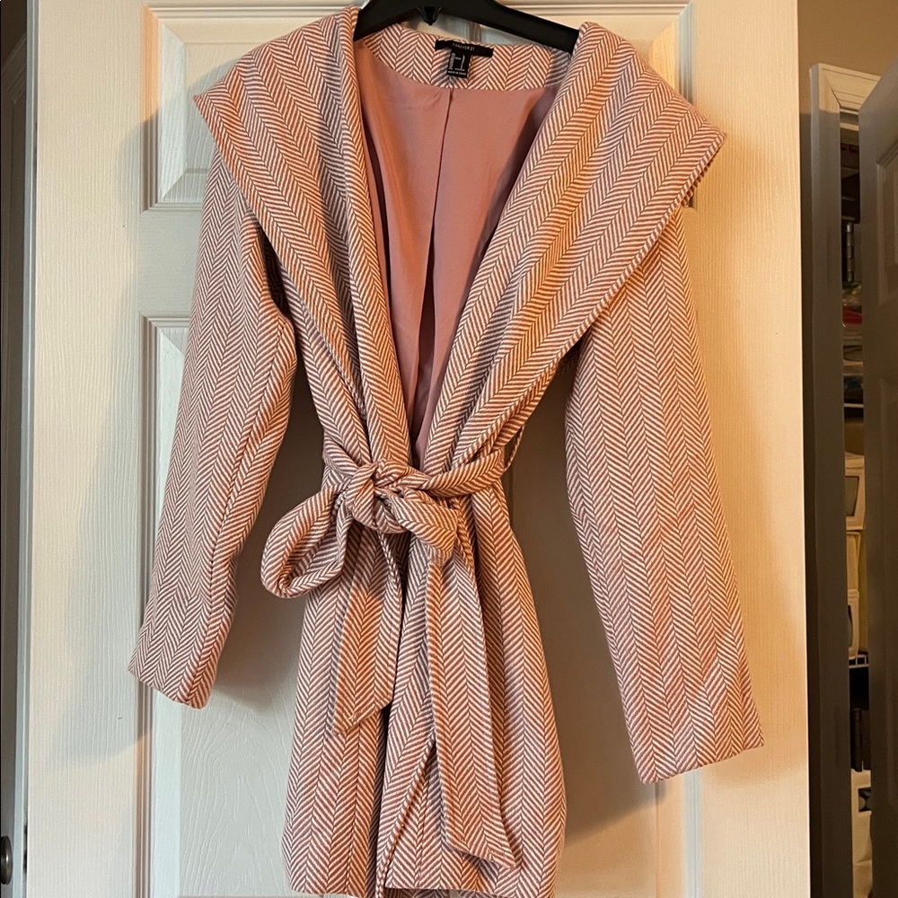 Forever 21 Pink hooded Herringbone Coat